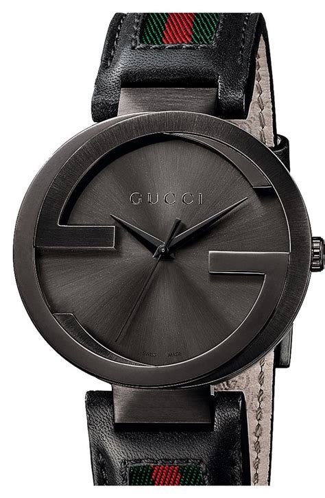 black leather gucci watch|leather Gucci watch strap 42mm.